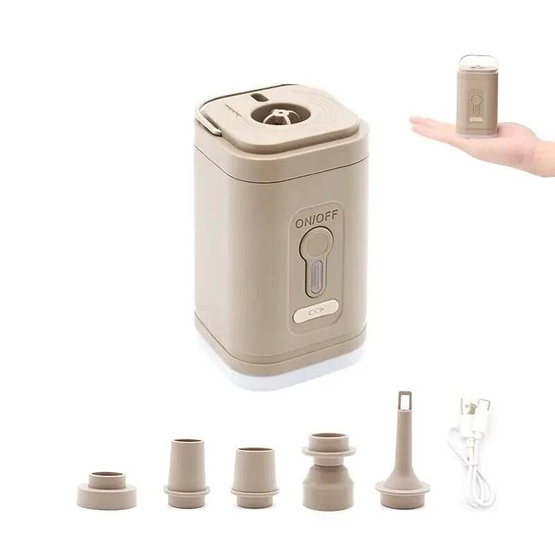 (image for) Mini Electric Air Pump with Lights Wireless Air Compressor Inflator/Deflator Pumps for Indoor/Outdoor Camping Equipment